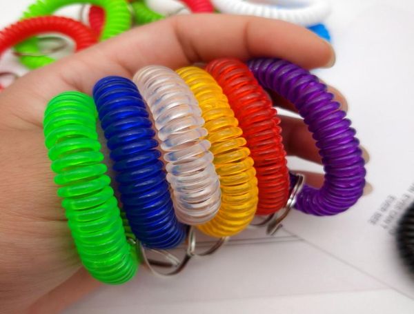

fashion candy color stretchy keychain ring for beach keychain telephone wire cable elastic coil key chains playa2058563, Silver