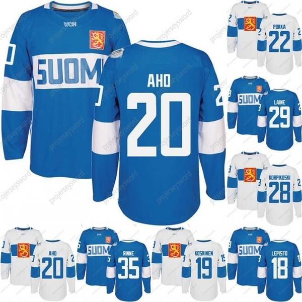 

c2604 mit 2016 world cup of hockey finland team jersey rinne laine korpikoski donskoi pokka aho koskinen lepisto men women youth custom hoce, Black
