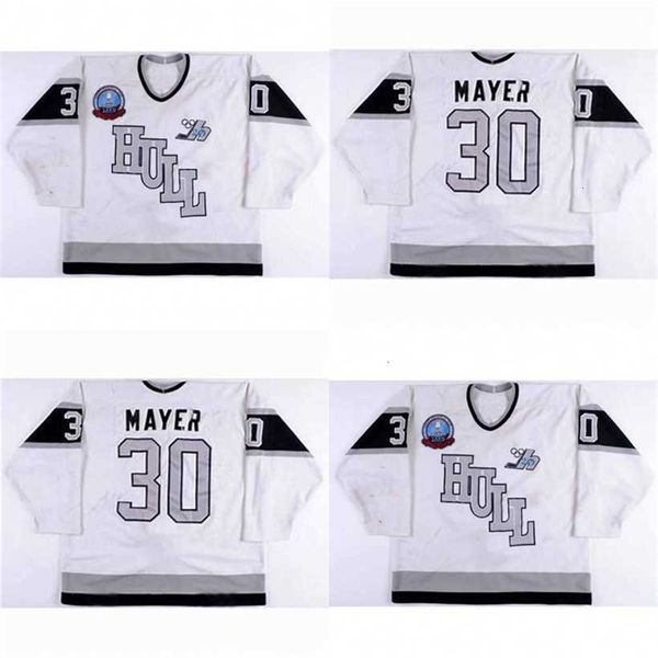 

c2604 mit custom hull olympiques jerseys 30 thierry mayer mens womens youth 100% embroidery cusotm any name any number vintage ice hockey je, Black