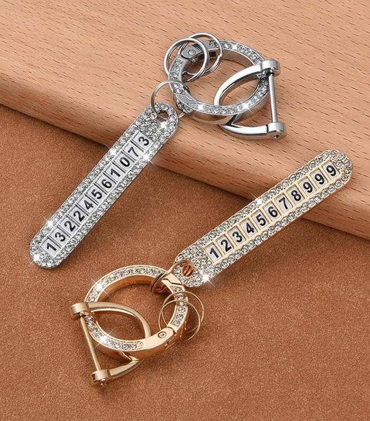 

car diamond keychain pendant with antilost phone number plate male and female exquisite key chain pendant5698961, Silver