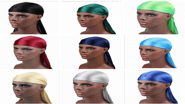 

new fashion men039s satin durags bandana turban wigs 17 colors men silky durag headwear headband pirate hat hair accessories9399589, Blue;gray