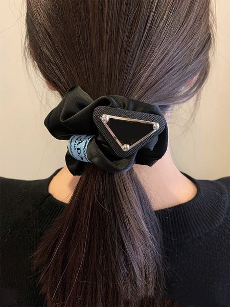 

triangle sign hair accessories for women girls pastel solid scrunchies black white hair ties set-2 pack