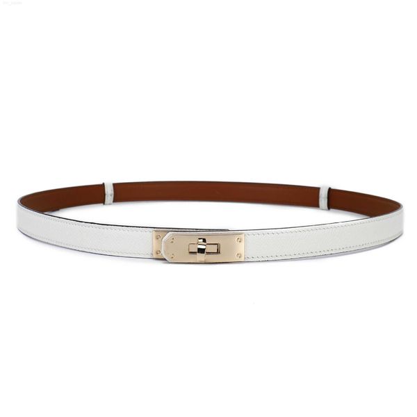 

women fashion leather belt classic locking buckle womens dress suit accessories slim waist width 1.8cm luxury designer waistband with orange, Black;brown