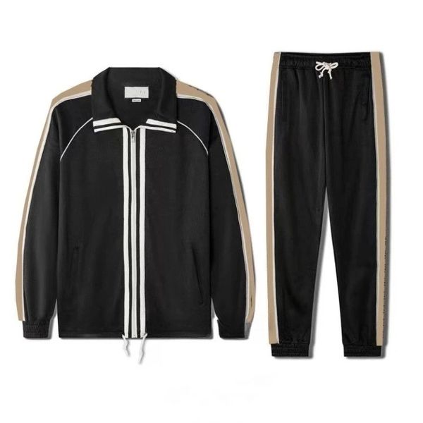 

men's sportswear set two-piece designer branded clothing men's fashion casual collar jacket casual pants couple jogging casual wea, Gray