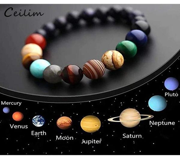 

galaxy eight planets beaded bracelet men natural stone universe solar system yoga chakra bracelets for men women jewelry 2019 r7sd7579586, Black
