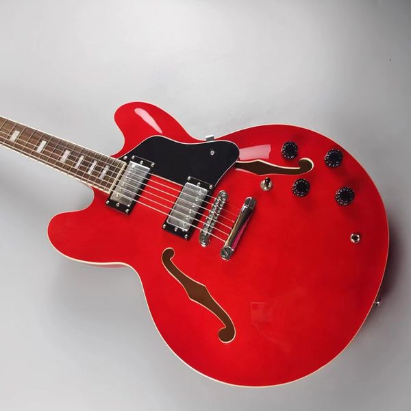 

335 electric guitar, full hollow f hole, red wine, rosewood fingerboard, small square inlay, fast package