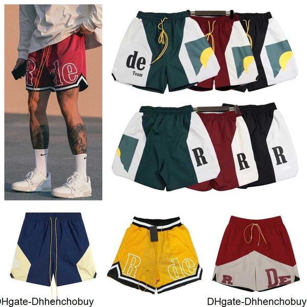 

designer mens shorts summer limited rhudes swim short sports training beach pants knee length hip hop high street womens elastic waist worko, White;black