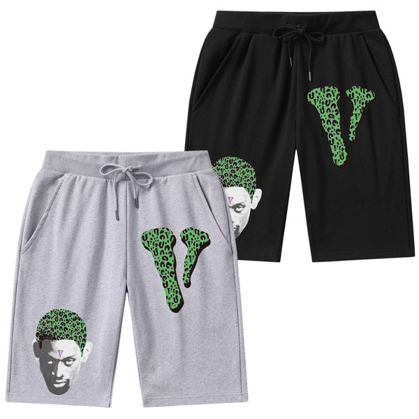 

vlone shorts men's cropped pants korean style trendy casual thin sports loose plus size all-matching outer wear fifth pants, Black