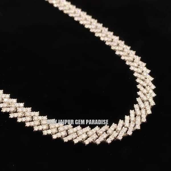 

8mm vs1 moissanite diamond miami cuban chain with 14k white gold finished in sterling silver 925 18 - 26'' pass the diamond