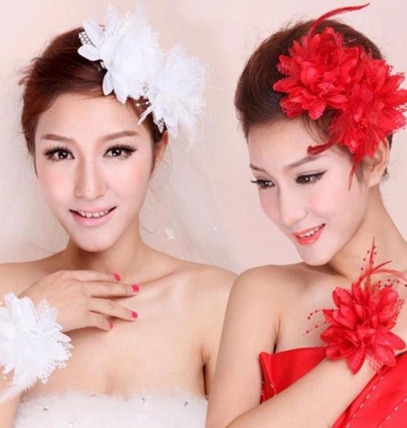 

bridal forehead pieces feather lace pearl fascinators hats bridesmaid hand wrist girl bracelet bridal wristband corsage headband a5167731, Silver