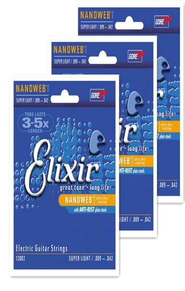 

whole 12setslot elixir 12002 nanoweb ultra thin coating electric guitar strings super light 009042 guitar accessories6090334