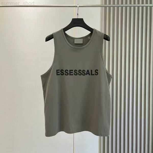 

ess mens tank t shirt trend brand three-dimensional lettering pure cotton lady sports casual loose high street sleeveless vest leevless vest, White;black