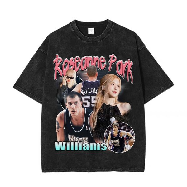 

t-shirt white chocolate park english basketball street made old round neck t-shirt men's and women's short sleeves, White;black