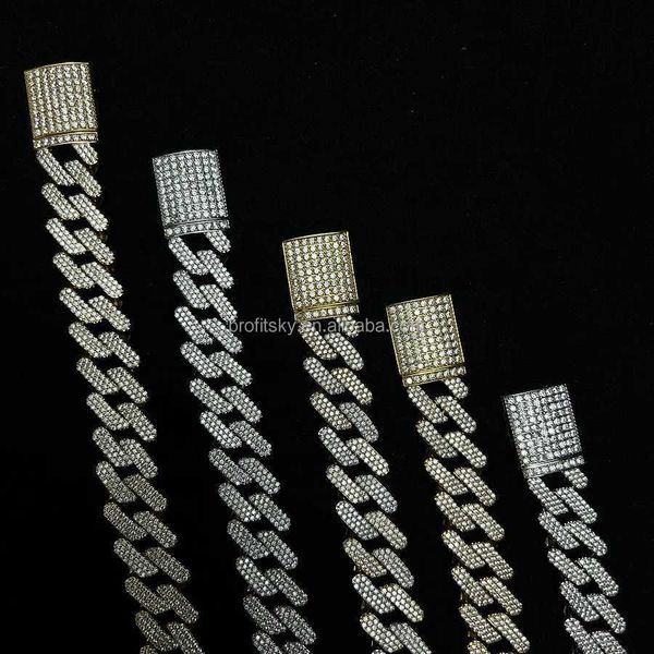 

14mm hip hop cuban link chain necklace 18k men solid gold plated s925 sterling silver moissanite cuban link chains