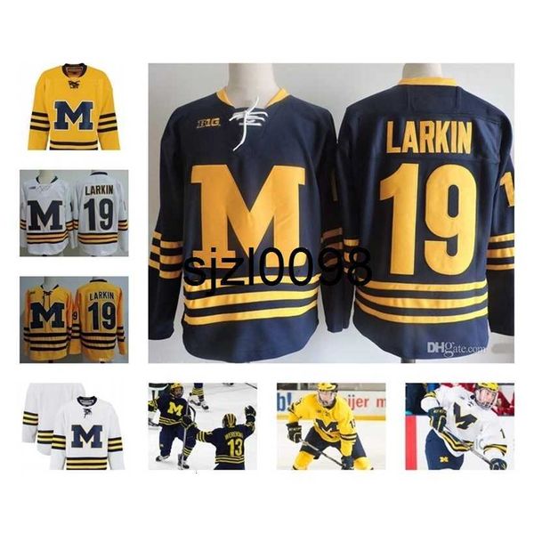 

sj98 custom ncaa colleage hockey jerseys michigan wolverines quinn hughes dylan larkin cam york strauss mann thomas bordeleau matty beniers, Black