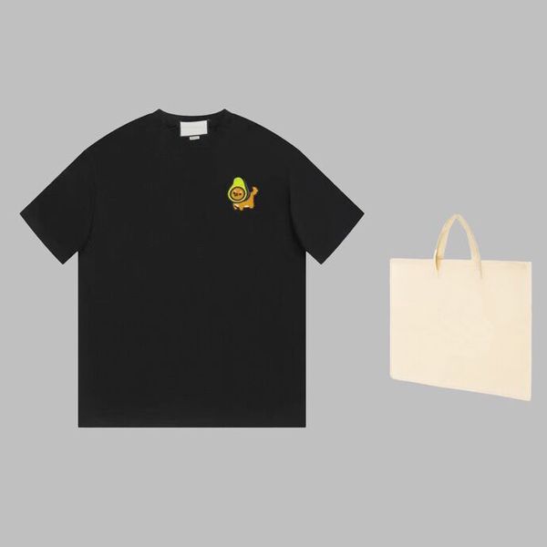 

2023ss early spring new high-grade cotton printed t-shirt round neck stitching pullover short sleeves size m-xxxl color black white r44s11a, Black;brown