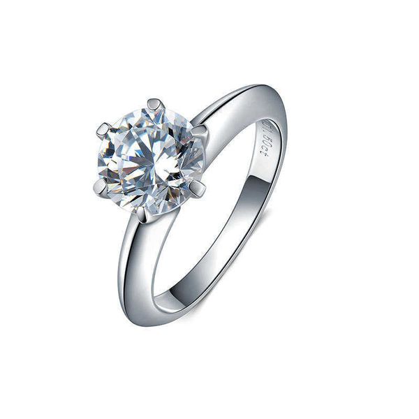 

original new tiffay classic light arm six claw clamson diamond closed ring s925 sterling silver electroplated pt950 high imitation wedding