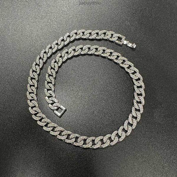 

10mm width double diamond cuban chain jewelry clasp necklace, Silver