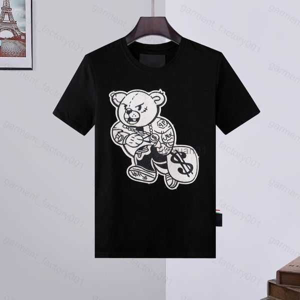 

phillip plain men designer pp skull diamond shirt short sleeve dollar brown bear brand tee o-neck skulls tshirt tees 07 3 3gd9, White;black