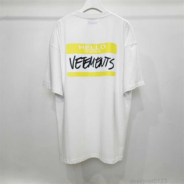 

2023ss hello my name is vetements t shirt men yellow oversize women t-shirt vtm tee, White;black
