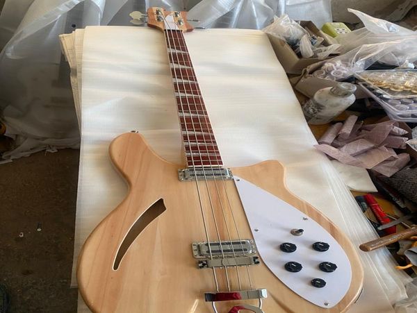

custom 4 string bass 1966 4005 mapleglo natural cream electric bass guitar semi hollow body vintage yellow8915011