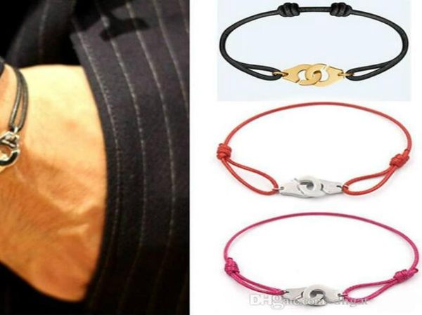 

france paris jewelry 925 sterling silver handcuffs dinh van bracelet for women with rope 925 silver pendant bracelet menottes5450857, Black