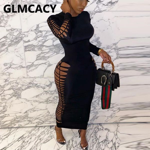 

dresses long sleeve slim bodycon solid cut out maxi dress, Black;gray