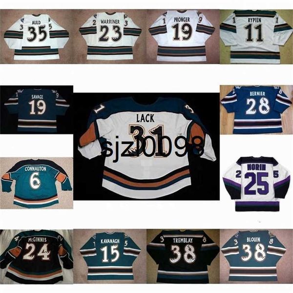 

sj98 manitoba moose 23 todd warriner 17 darby 24 keefe 31 eddie lack 38 tremblay 19 savage 38 sylvain blouin 52 shirokov hockey jersey, Black