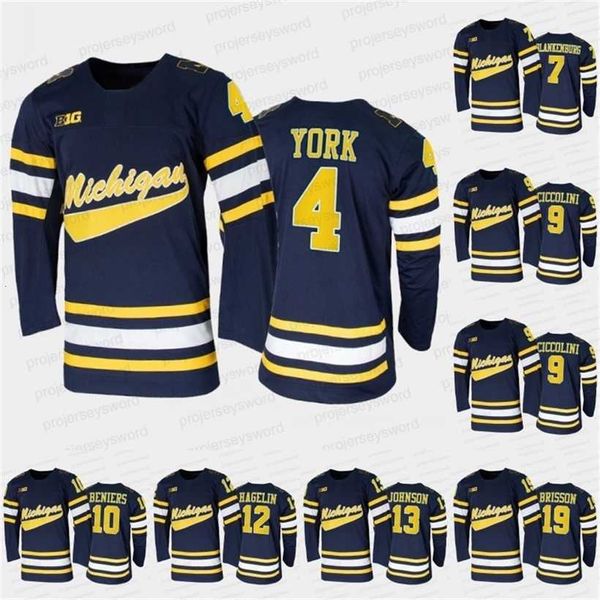 

c2604 mit college hockey navy jersey cam york nick blankenburg matty beniers brendan brisson mike knuble strauss mann thomas bordeleau dylan, Black