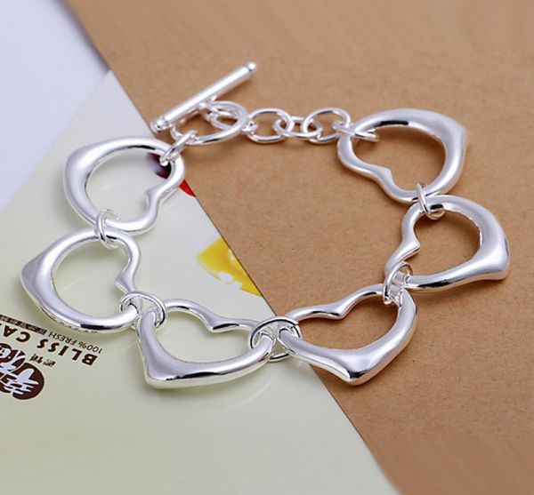 

gift six heart bracelet 925 silver charm bracelet 20x25cm dfmwb105women039s sterling silver plated bracelet9241608, White
