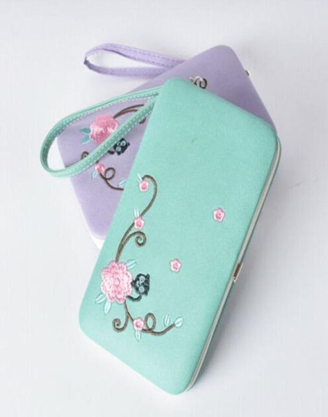 

long floral money wallet leather folding coin card holder phone case for women ladies purse wallets5822551, Red;black