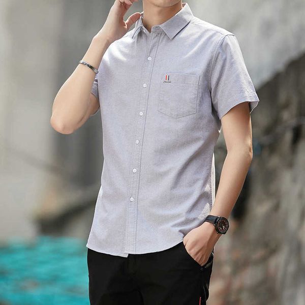 

korean new shirt men's shortsleeved style casual shirt men's youth clothes oxford woven men's uyun, White;black