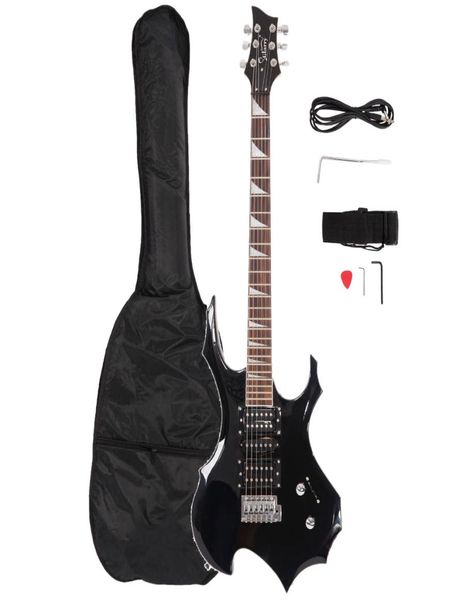 

electric guitar glarry 5 pickup shaped pack strap picks shake cable wrench tool black ship from usa7258963
