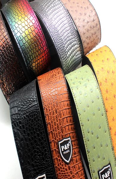 

widen pu leather straps for acoustic electric guitars bass lizard crocodile ostrich skin adjustable guitar strap9702636