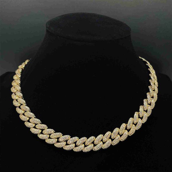 

18k gold over silver iced out chain necklace men hip hop cuban link necklace