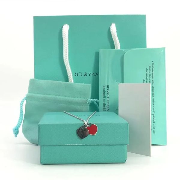 

luxury designer 10mm heart necklace woman 925 silver package set blue love enamel pendants designer jewelry valentine day christmas gifts fo