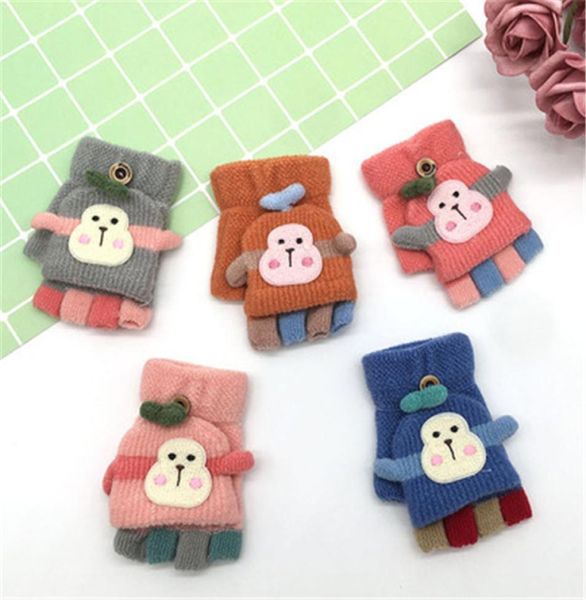 

winter 2019 kids gloves whole boys and girls children039s cartoon cat flip half finger writing warm windproof gloves baby k5696426, Blue;gray