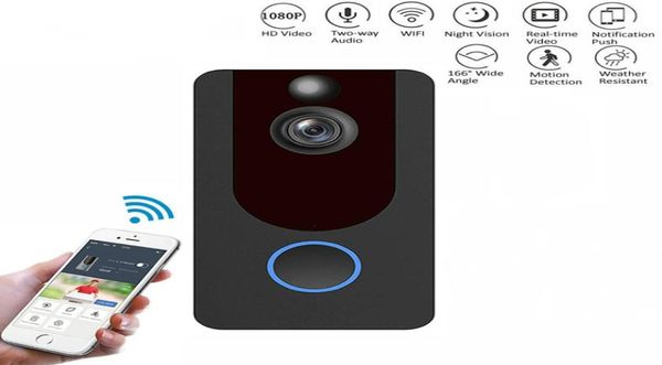

v7 hd 1080p smart wifi video doorbell camera visual intercom night vision ip door bell ring wireless home security camera8296965