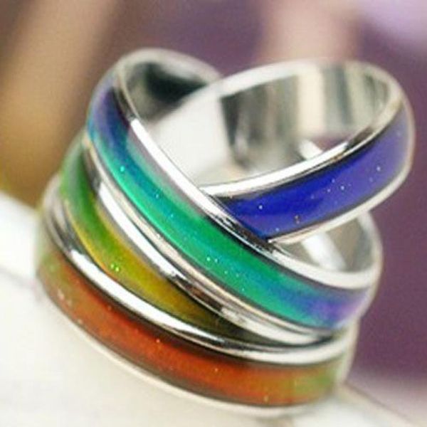 

epack 200pcs fashion mood ring changing colors stainless steel ring size16 17 18 19 20 mix sizes6591394, Silver