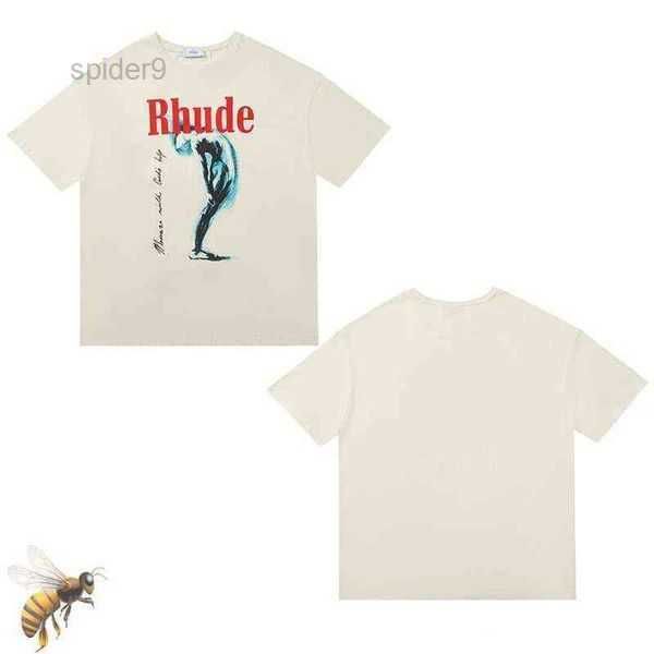 

summer men's t-shirts collection rhude tshirt oversize tees heavy fabric couple dress t shirt 1 32cx, White;black