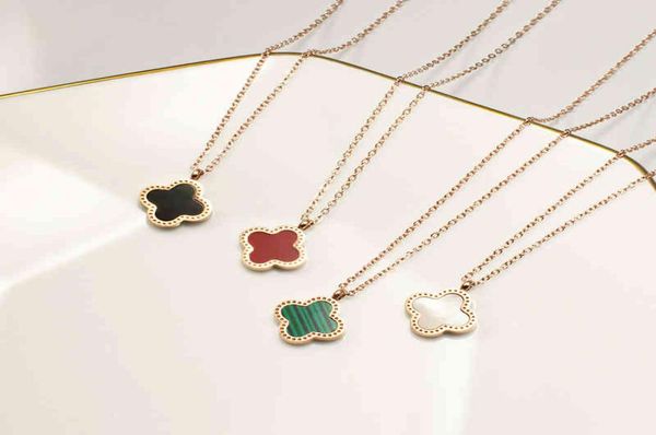 

clover necklace female simple titanium steel chain 18k rose gold neck net red jewelry1834825, Silver