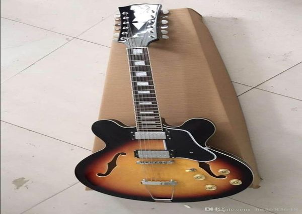 

whole china guitar new arrival 12 strings electric guitar es model in sunburst 1611028869989