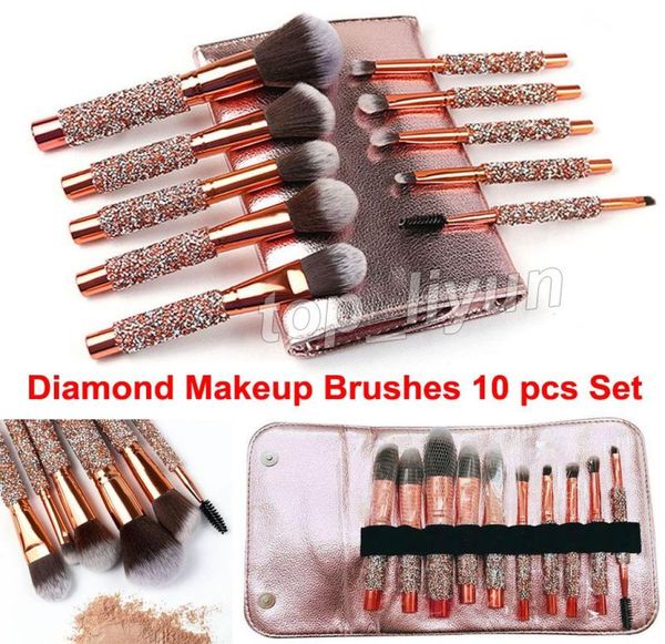 

makeup brushes diamond 10 pcs set cosmetics brush with bag professional makeup brush powder eye foundation blush eyeliner brow bru1129067