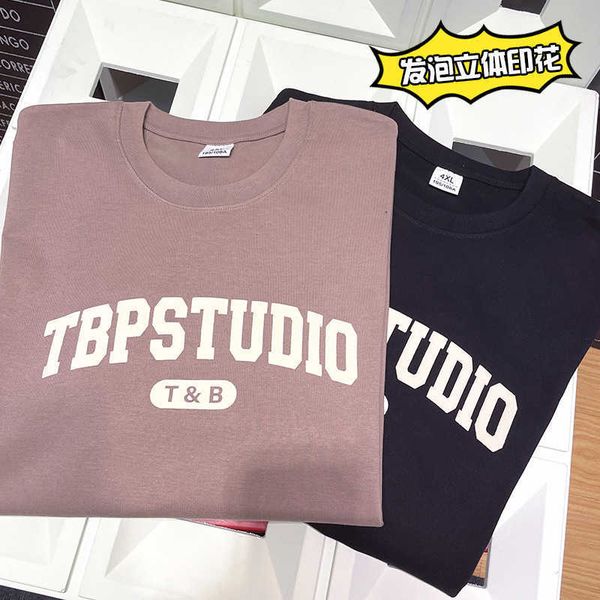 

foam printed short sleeved t-shirt for men's summer trendy brand base shirt loose fitting men's t-shirt trendy ins, White;black