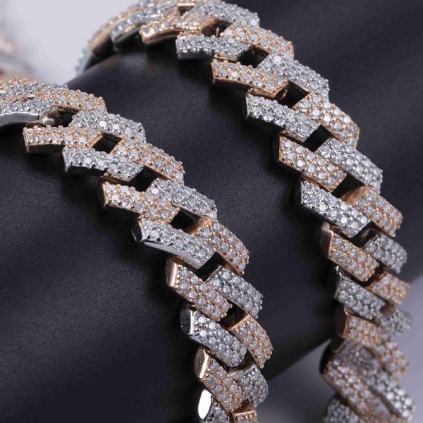 

hip hop 25.6ct moissanite cubans chain necklace silver fashion jewelry