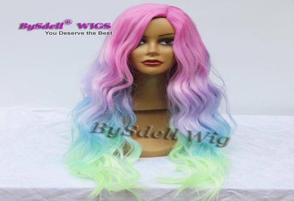 

colorful mermaid unicorn hair wig synthetic black chyna side part saclp wig halloween patel color hair cosplay party wigs9424319
