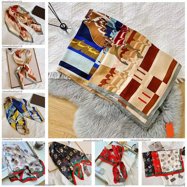 

designer woman silk scarf letter headband luxury brand small scarf travel variable headscarf accessories activity gift floral flowers headwr, Blue;gray