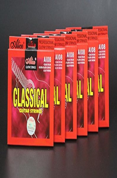 

6 packs full set replacement alice a108 standard tension 028043 clear nylon silverplated copper alloy wound classical guitar1531478