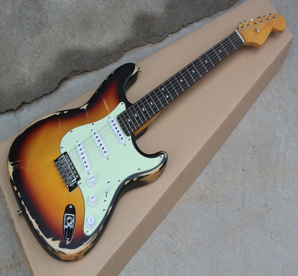 

factory custom tobacco sunburst electric guitar with vintage stylesss pickupschrome hardwarecan be customized6378061