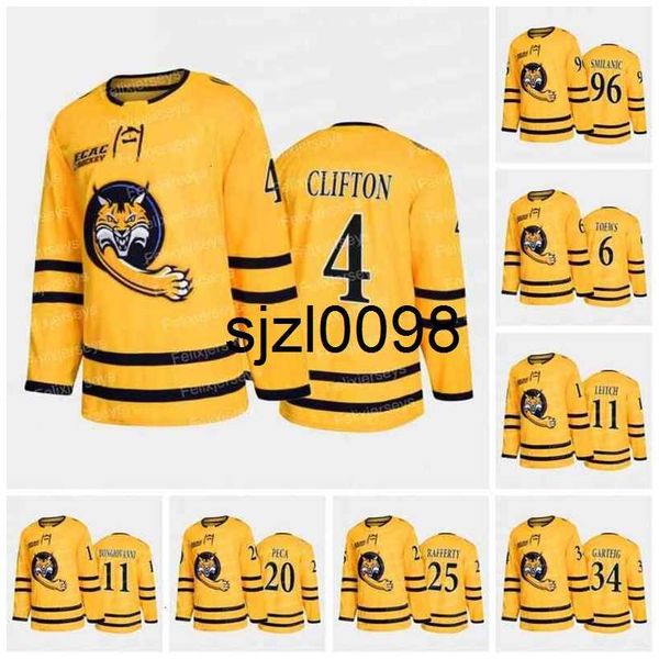 

sj98 quinnipiac bobcats college hockey jersey 96 ty smilanic 4 connor clifton 11 bryan leitch 1 yaniv perets 6 devon toews 20 matthew peca 2, Black